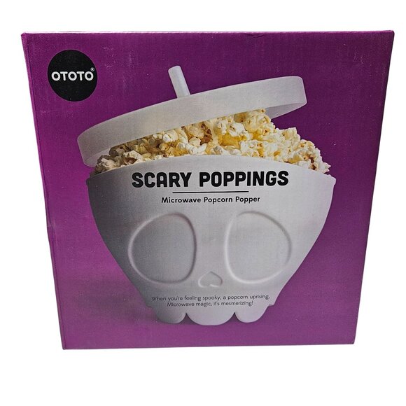 Scary Poppings Skull Microwave Popcorn Popper Halloween Gothic BPA Free Silicone - Picture 1 of 5